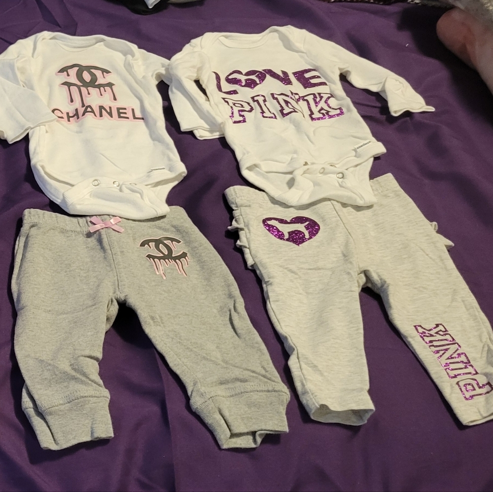 Infant Baby Girl Victoria Secret Pink Outfits (Size 3-6mo)